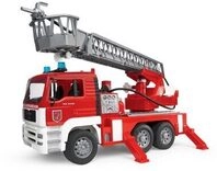 BRUDER 02771 MAN TGA Feuerwehr mit Drehleiter, Wasserpumpe und Licht und Sound Modul