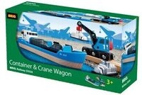 BRIO 63353400 BRIO World - Containerschiff mit Kranwagen