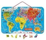 JANOD J05490 Magnetische Landkarte Die Welt Deutsch 92 Teile (Holz)