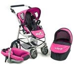 Bayer Chic 3in1 Kombi Puppenwagen EMOTION ALL IN, Dots Navy-Pink