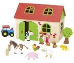 GOKI 58497 Mein Bauernhof Stall: 19,3 x 13,5 x 14,3 cm, Holz, 13 Teile