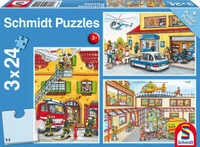 SCHMIDT SPIELE 56215 Feuerwehr und Polizei, 3x24 Teile