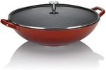 kela Wok mit feuerfestem Deckel, Gusseisen, Emaille-Beschichtung, Hohe