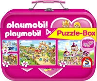 SCHMIDT SPIELE 56498 Playmobil, Puzzle-Box pink, 2x60, 2x100 Teile