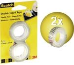 Scotch&reg; Doppelseitiges Klebeband, 12 mm x 6,3 m, transparent, 2 Rollen