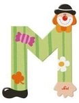 SEVI 81749 Holzbuchstabe M Clown 10 cm, sortiert