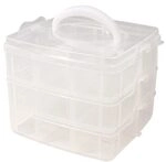 RAYHER 3918100 Sortierbox mit Tragegriff, 15,5x15,5x12,9 cm, 3x6 F&auml;cher