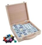 Longfield Games Mexikanischer-Zug-Domino 100 Steine in Holz-Schatulle Kasten