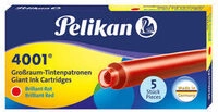 PELIKAN 310623 Pelikan Gro&szlig;raum-Tintenpatronen 4001&reg;, Brillant-Rot, 5 St&uuml;ck