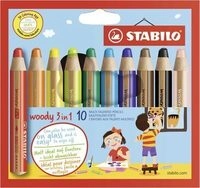 STABILO 880/10 Buntstift, Wasserfarbe & Wachsmalkreide - STABILO woody 3 in 1 - 10er