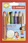 Buntstift, Wasserfarbe & Wachsmalkreide - STABILO woody 3 in 1 - 6er Pack - mit 6