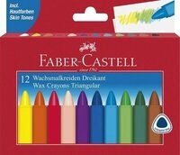 FABER-CASTELL 120010 Wachsmalstifte dreikant 12-er Kartonetui