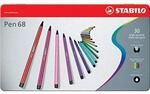 Premium-Filzstift - STABILO Pen 68 - 30er Metalletui - mit 30 verschiedenen Farben
