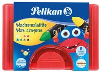 PELIKAN 722942 Pelikan Wachsmalstifte, dreieckig, wasserfest, 8 St&uuml;ck im Etui