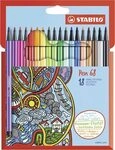 STABILO 6818-7 Premium-Filzstift - STABILO Pen 68 - 18er Pack - mit 18 verschiedenen