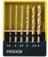 PROXXON 4528876 HSS Spiralbohrersatz mit Zentrierspitze, 1,5 bis 4 mm (6-teilig)
