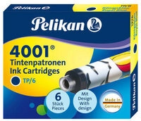 PELIKAN 338244 Pelikan bedruckte Tintenpatronen 4001&reg;, K&ouml;nigsblau, 6 St&uuml;ck