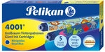 PELIKAN 338236 Pelikan bedruckte Gro&szlig;raum-Tintenpatronen 4001&reg;, K&ouml;nigsblau, 5