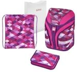 Herlitz Motion Plus Schulrucksackset Pink Cubes, 4-teilig