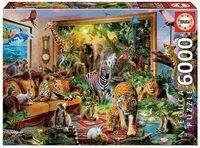 EDUCA 9217679 Wilde Tiere im Haus 6000 Teile Puzzle