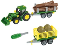 KLEIN 3906 John Deere Traktor mit Holz- und Heuwagen