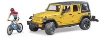 BRUDER 02543 Jeep Wrangler Rubicon Unlimited, 1 Mountainbike und Radfahrer