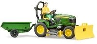 BRUDER 62104 bworld John Deere Aufsitzrasenm&auml;her mit Anh&auml;nger und G&auml;rtner