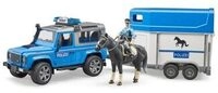 BRUDER 02588 Land Rover Defender Polizeifahrzeug, Pferdeanh&auml;nger, 1 Pferd und