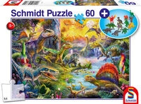 SCHMIDT SPIELE 56372 Dinosaurier, mit Add-on (Dinosaurier-Figuren-Set), 60 Teile