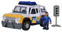 SIMBA 109251096 Feuerwehrmann Sam - Polizeiauto 4x4 mit Polizist-Malcolm-Figur
