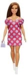 MATTEL GRB62 Barbie Fashionistas Puppe (Vitiligo) im schulterfreien Polka Dot Kleid