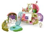 SCHLEICH 42445 Glitzerndes Bl&uuml;tenhaus mit Einh&ouml;rnern, See und Stall