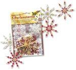 Folia Bastelset Perlensterne, rot/gold/perlwei&szlig;