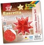 Folia Bascetta-Stern Set, 20x20cm, 32 Blatt Rot/Winterornament gold