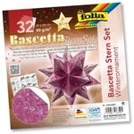 Folia Bascetta-Stern Set, 20x20cm, 32 Blatt Lila/Winterornament silber