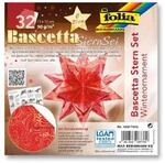 Folia Bascetta-Stern Set, 15x15cm, 32 Blatt Rot/Winterornament gold