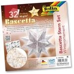 Folia Bascetta-Stern Set, 20x20cm, 32 Blatt Wei&szlig;/Winterornament kupfer