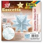 Folia Bascetta-Stern Set, 15x15cm, 32 Blatt Wei&szlig;/Winterornament eisblau