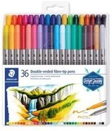 STAEDTLER&reg; 3200 Doppelfasermaler, Etui mit 36 Fasermalern in sortierten Farben