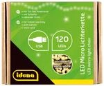 Idena LED Mikro Lichterkette 120 LED warmwei&szlig; mit USB 13,4 m Innen