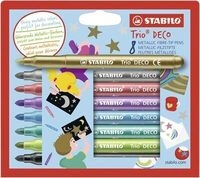 STABILO 377/8 Metallic-Filzstift mit robuster XL-Spitze - STABILO Trio DECO - 8er