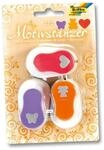 Folia Motivstanzer 3 St&uuml;ck, Herz, B&auml;r und Schmetterling