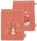 STERNTALER 7202288 GOTS Doppelpack Waschhandschuh Eichh&ouml;rnchen Enna, Koralle