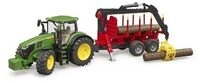 BRUDER 03154 John Deere 7R 350 mit R&uuml;ckeanh&auml;nger und 4 Baumst&auml;mmen