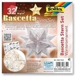 Folia Bascetta-Stern Set, 15x15cm, 32 Blatt Wei&szlig;/Winterornament kupfer