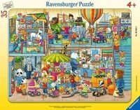 RAVENSBURGER 05664 Kinderpuzzle Rahmenpuzzle Tierischer Spielzeugladen 35 Teile