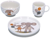 STERNTALER 6982261 Porzellan-Geschirr-Set 3-teilig Elefant Eddy + Hase Happy...