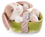 NICI 48709 Kuscheltier Hase cappuccino 12cm schlafend im gr&uuml;nen K&ouml;rbchen