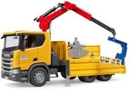 BRUDER 03551 Scania Super 560R Baustellen-LKW mit Kran und 2 Paletten