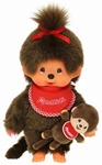 SEKIGUCHI 242184 Monchhichi - Classic M&auml;dchen mit Mini Monchhichi, rot/braun